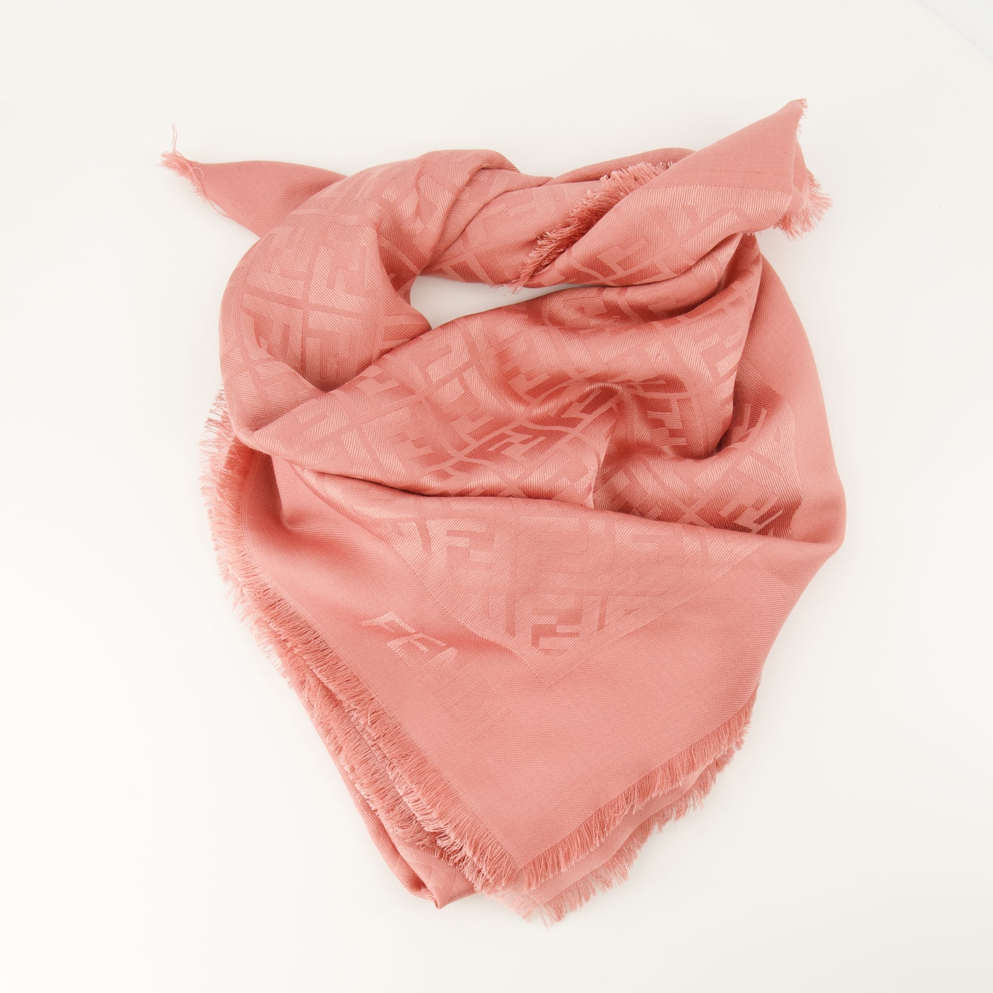 Fendi shawl, pink shawl, silk and wool shawl, FF print shawl, designer accessories