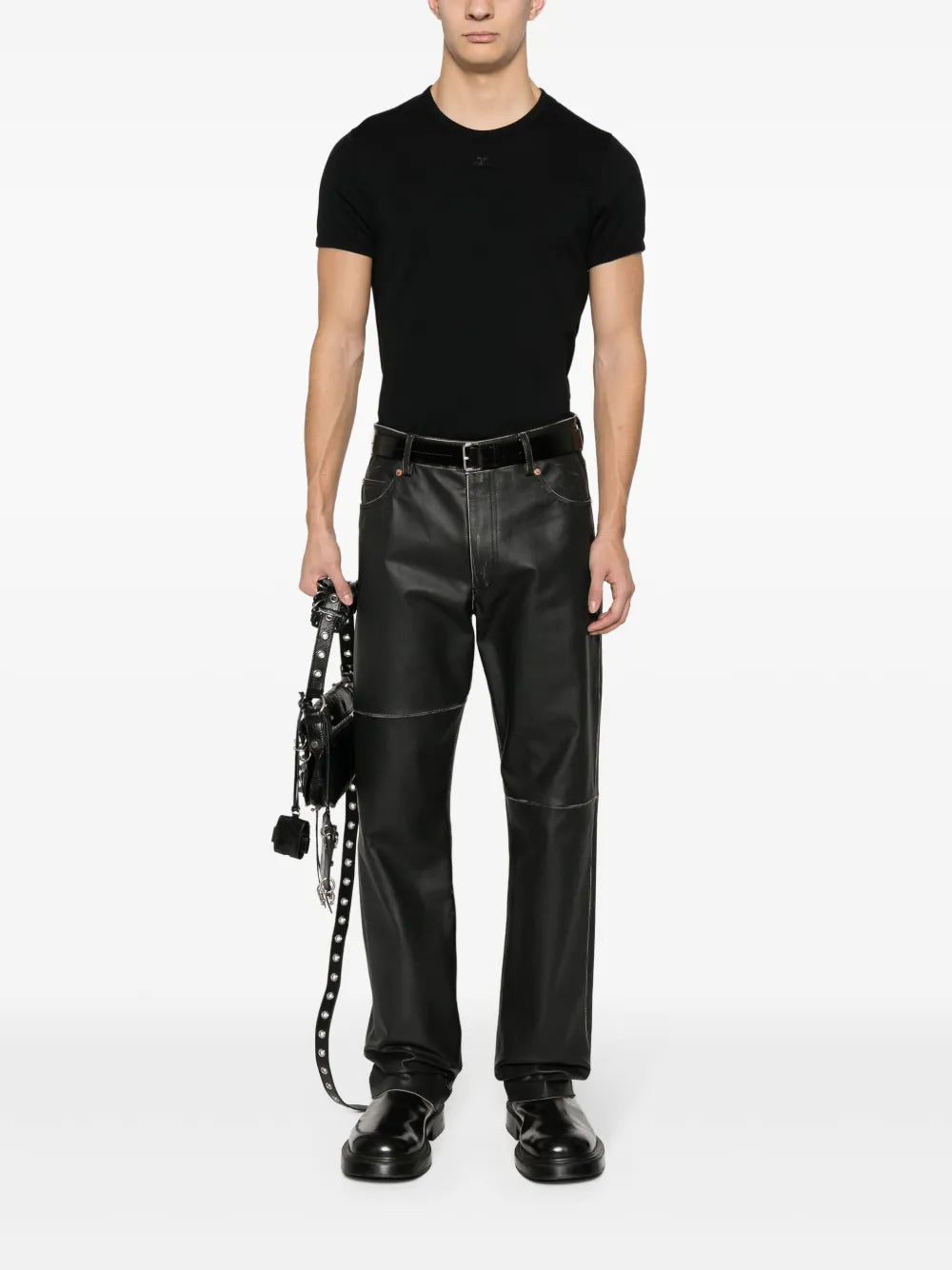 Image of Contrasting Black T-Shirt Réédition by Courrèges for Men - Season Spring-Summer 2024 - Back View