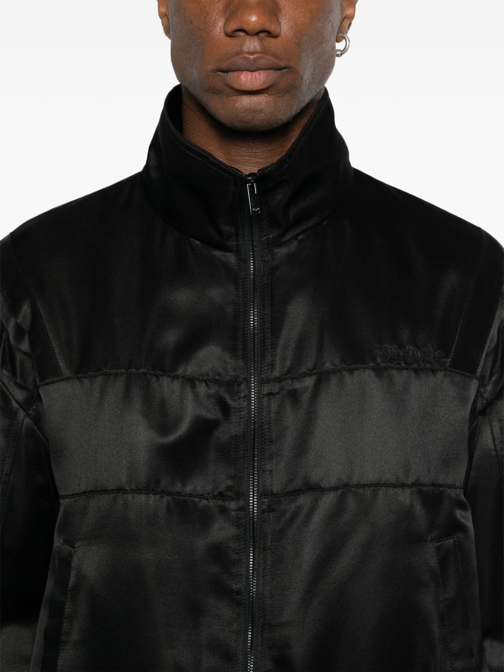 Image of Satin Bomber Jacket by Saint Laurent for Men - Season Spring-Summer 2024 - Detail View 7