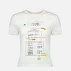 Bild des bedruckten weißen T-Shirts MM6 von Mm6 für Damen - Saison Frühjahr-Sommer 2026 - Vorderansicht