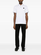 White Polo Shirt with Logo and Trim