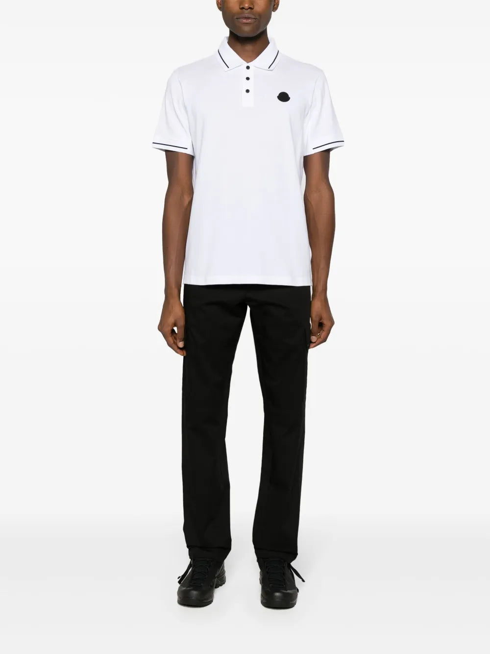 White Polo Shirt with Logo and Trim