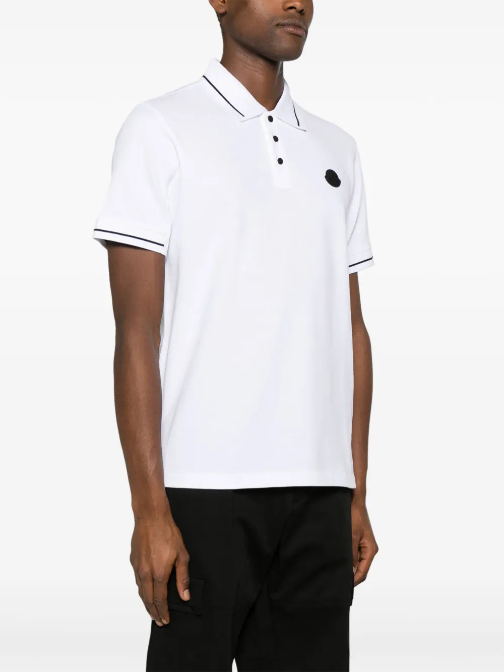 White Polo Shirt with Logo and Trim