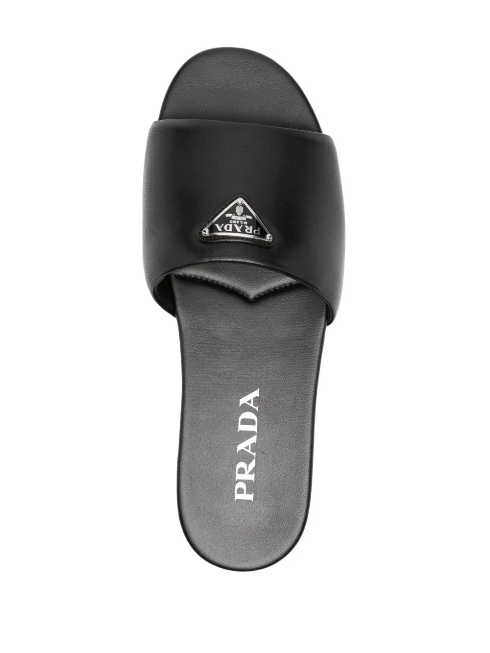Prada, black leather slides, luxury footwear, nappa leather, designer slides