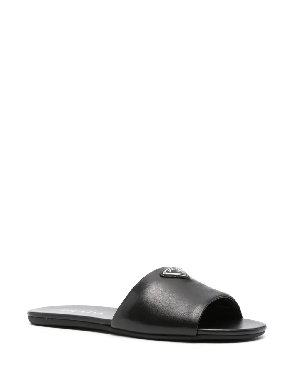 Prada, black leather slides, luxury footwear, nappa leather, designer slides