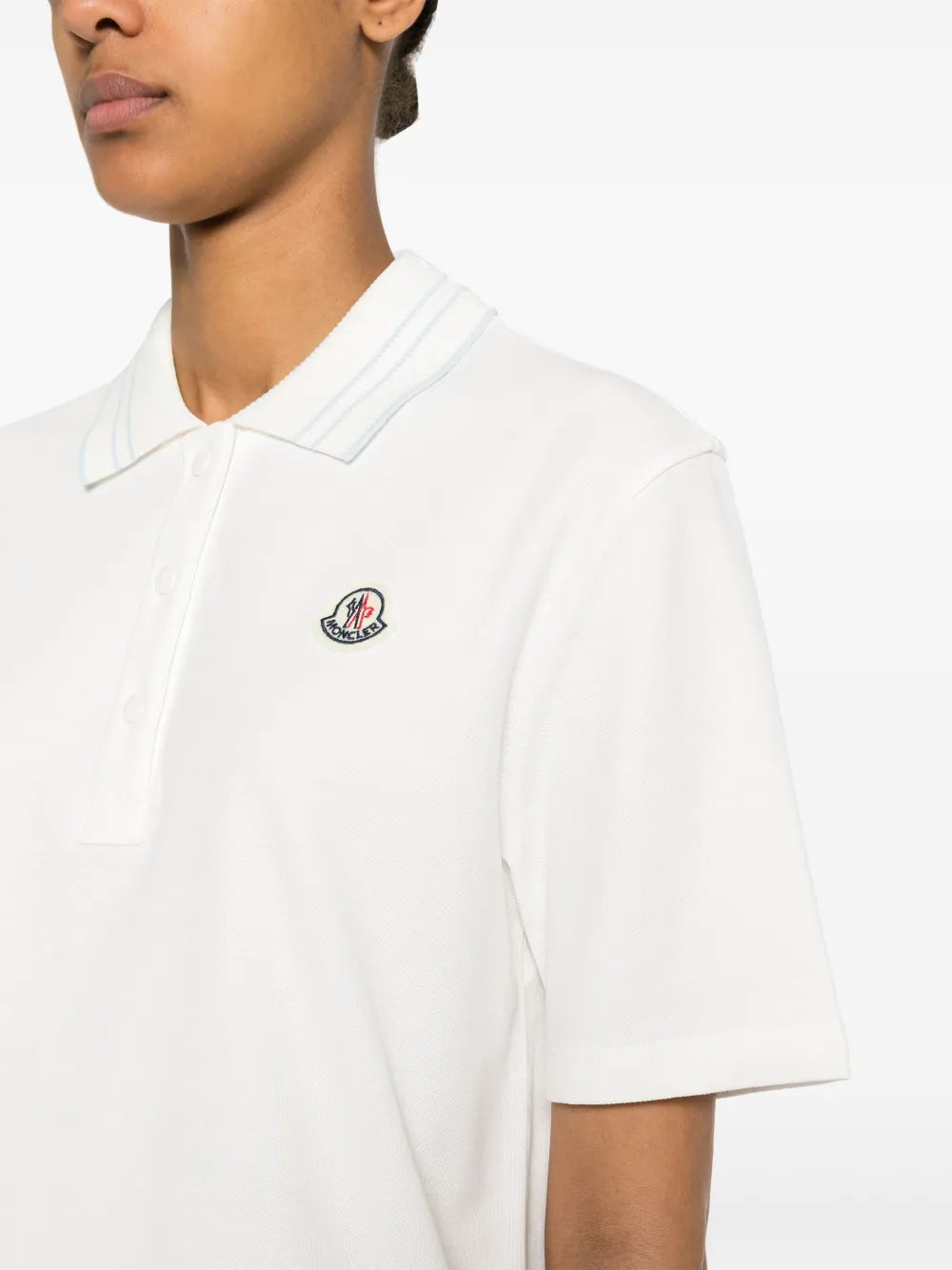 Pólo clássico branco com logótipo Moncler Mulher