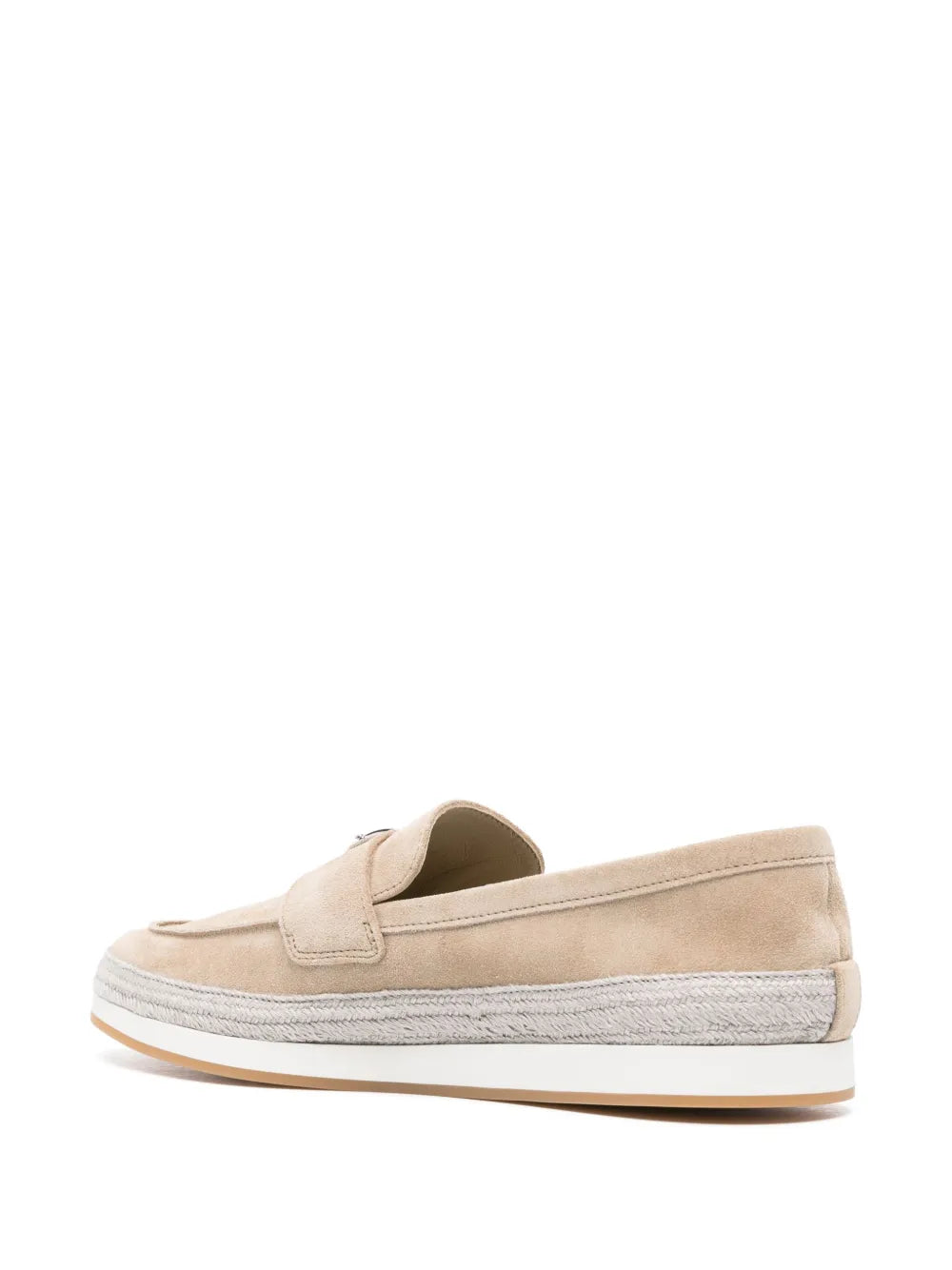 Luxury suede moccasins, Prada beige footwear, elegant men's accessories, Italian suede shoes, high-end moccasins