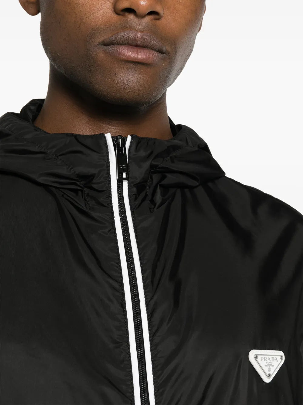Black Recycled Nylon Windbreaker