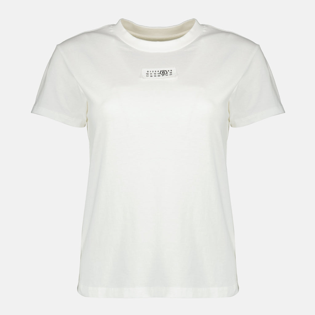 Imagen de la camiseta numérica blanca MM6 de Mm6 para mujeres - Temporada Primavera-Verano 2026 - Vista frontal