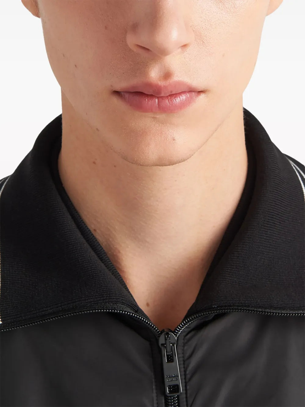 Image of Black Re-Nylon Windbreaker by Prada for Men - Season Spring-Summer 2024 - Detail View 7