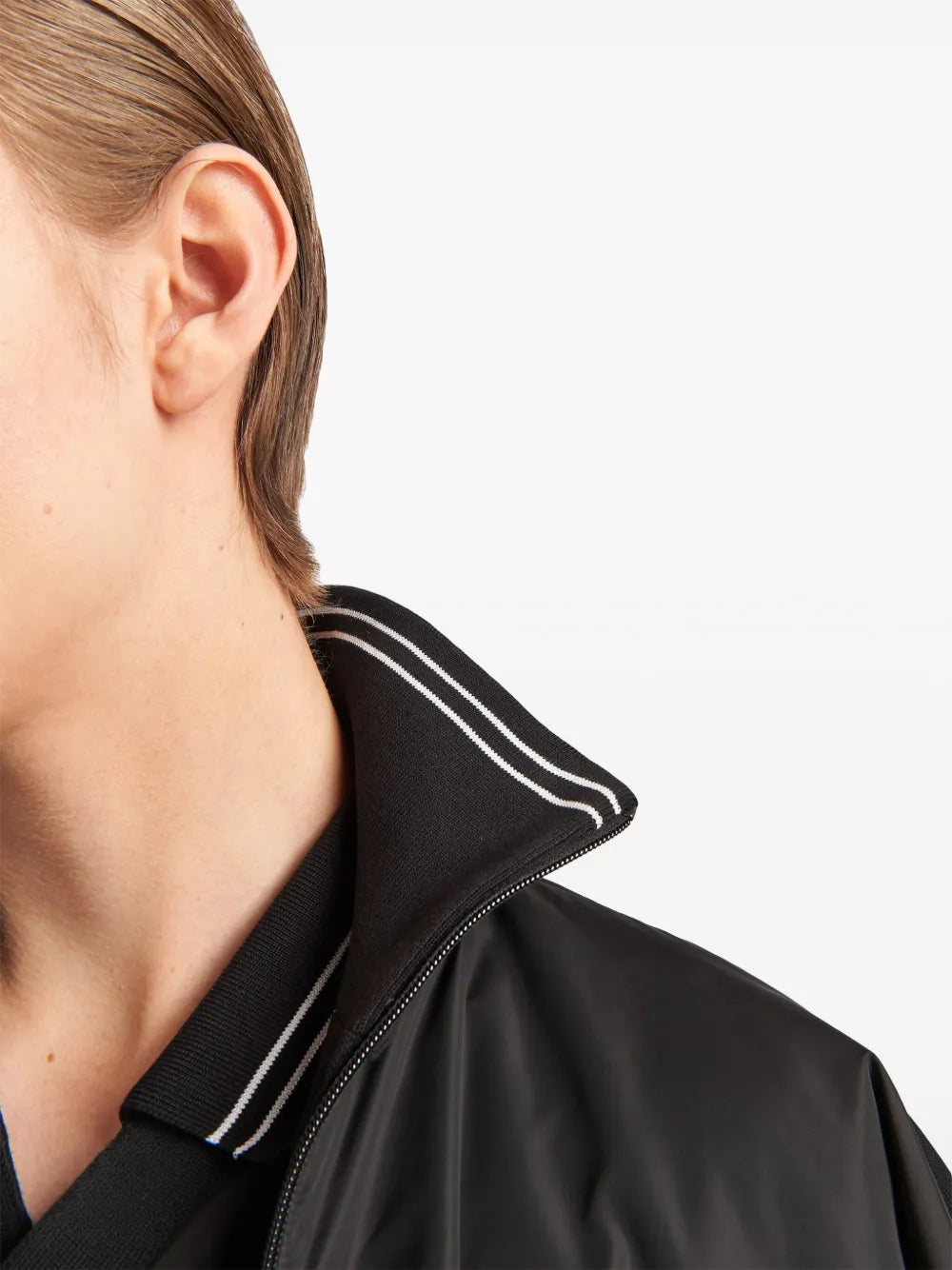 Image of Black Re-Nylon Windbreaker by Prada for Men - Season Spring-Summer 2024 - Detail View 6
