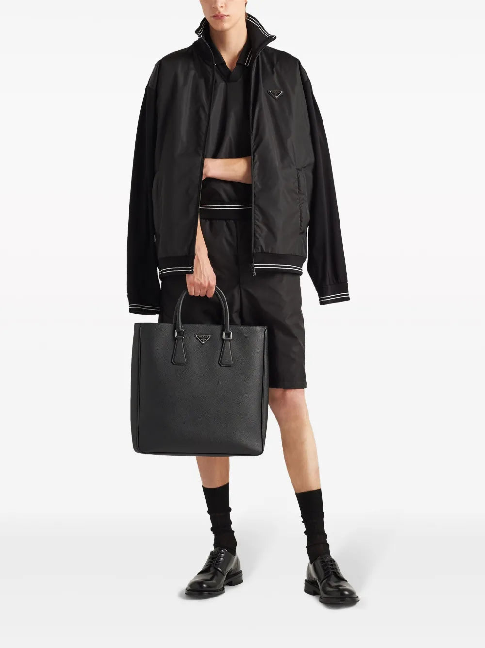 Image of Black Re-Nylon Windbreaker by Prada for Men - Season Spring-Summer 2024 - Back View