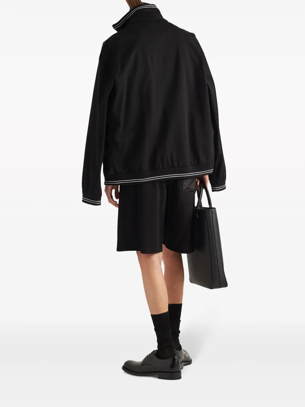 Image of Black Re-Nylon Windbreaker by Prada for Men - Season Spring-Summer 2024 - Detail View 1