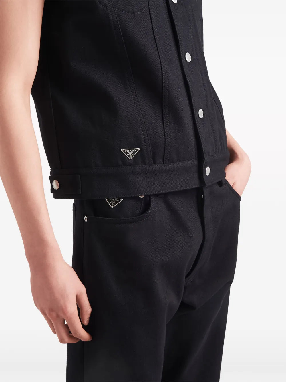 Image of Black Straight-Leg Jeans by Prada for Men - Season Spring-Summer 2024 - Detail View 7