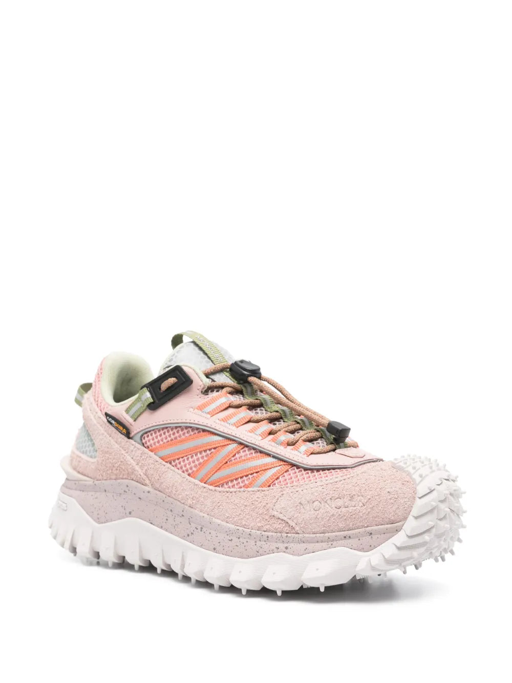 Moncler sneakers, pink suede sneakers, luxury women’s footwear, designer mesh sneakers, high-end casual shoes
