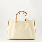 Image of Beige Leather Tote Bag by Valentino Garavani for Women - Season Spring-Summer 2026 - Back View
