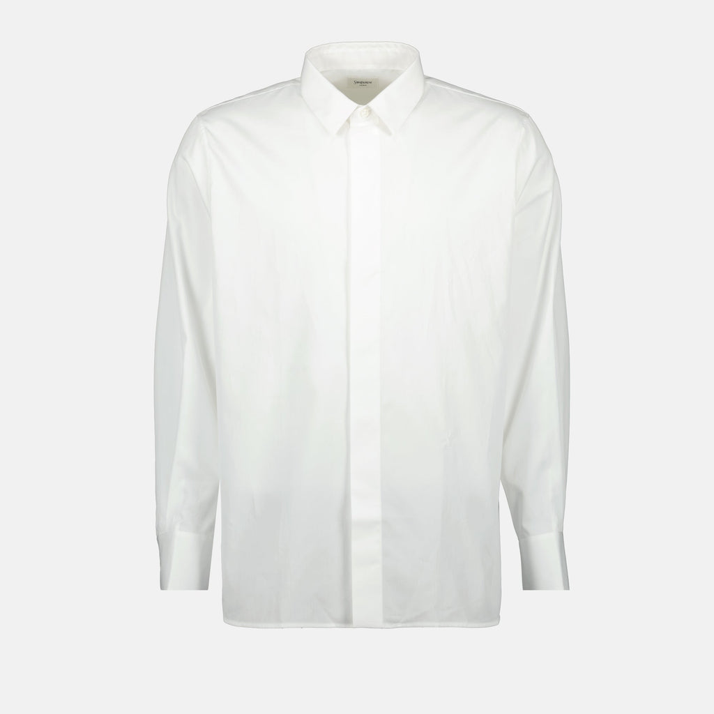 Saint Laurent shirt, Cotton poplin shirt, White shirt, Fashion shirt, Men's shirt