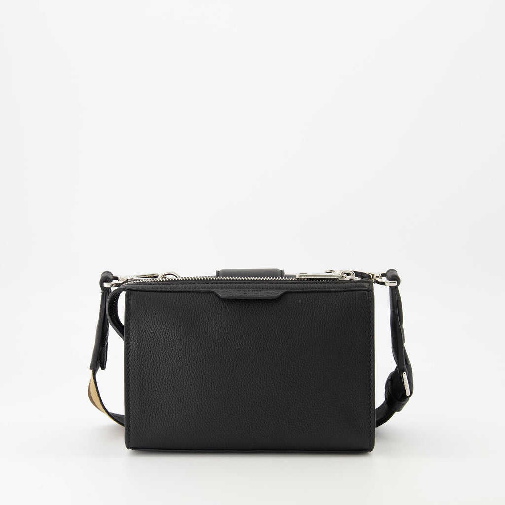 Fendi bag, Double Baguette, black leather bag, adjustable shoulder strap, modern accessories