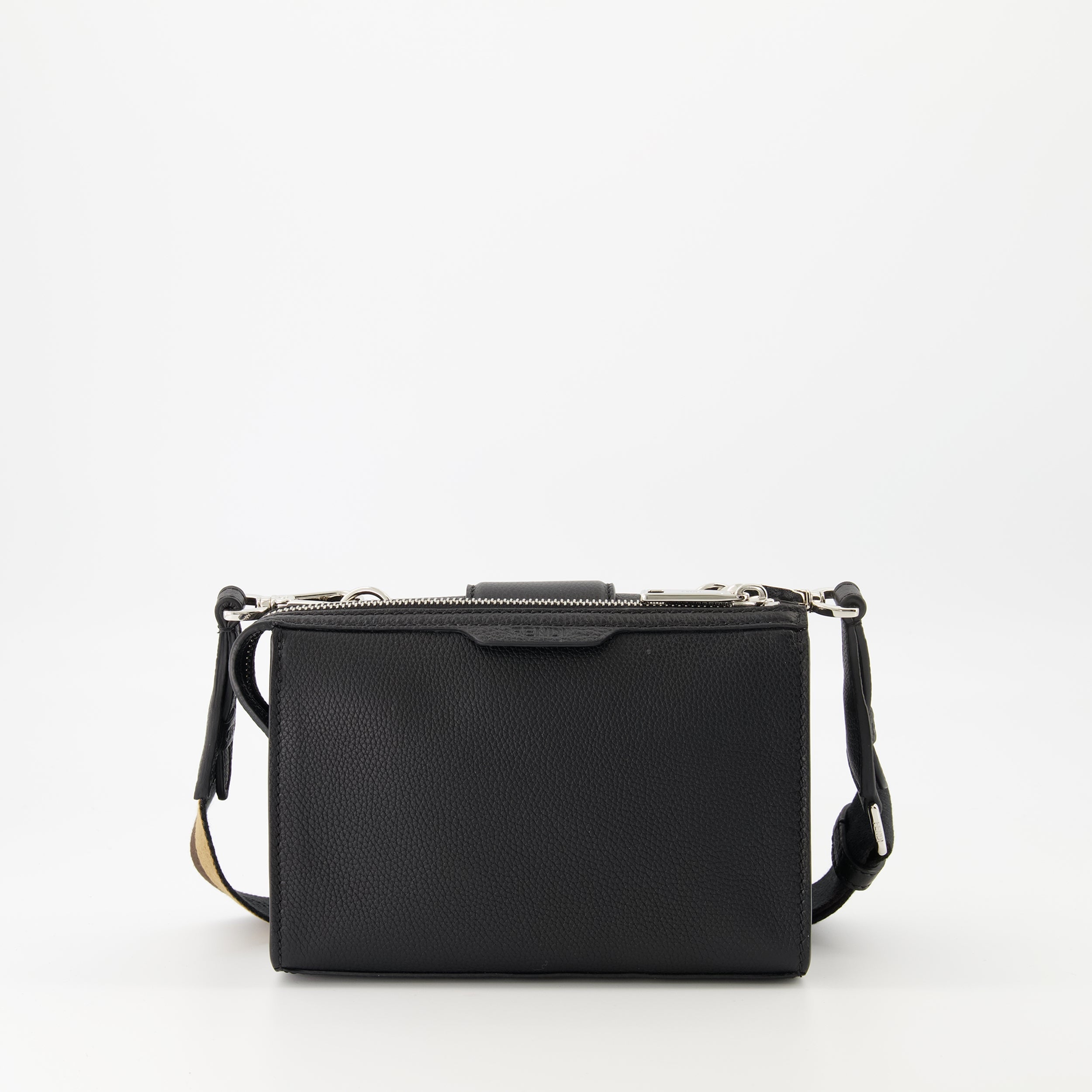Fendi bag, Double Baguette, black leather bag, adjustable shoulder strap, modern accessories