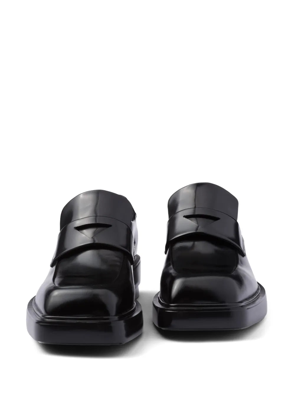 Prada mocassins, brushed leather shoes, luxury footwear, black leather mocassins, designer shoes