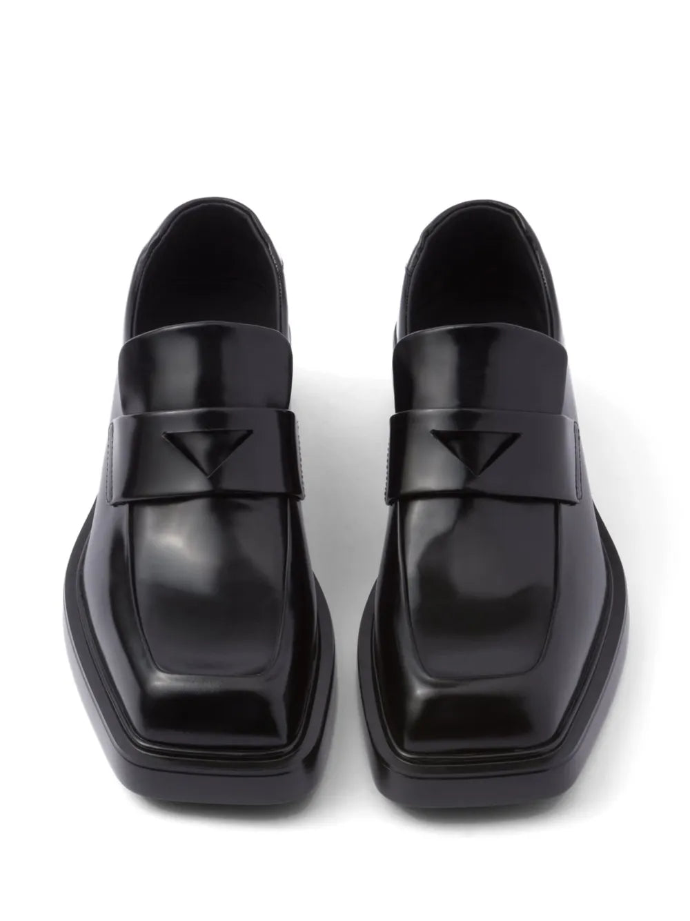 Prada mocassins, brushed leather shoes, luxury footwear, black leather mocassins, designer shoes