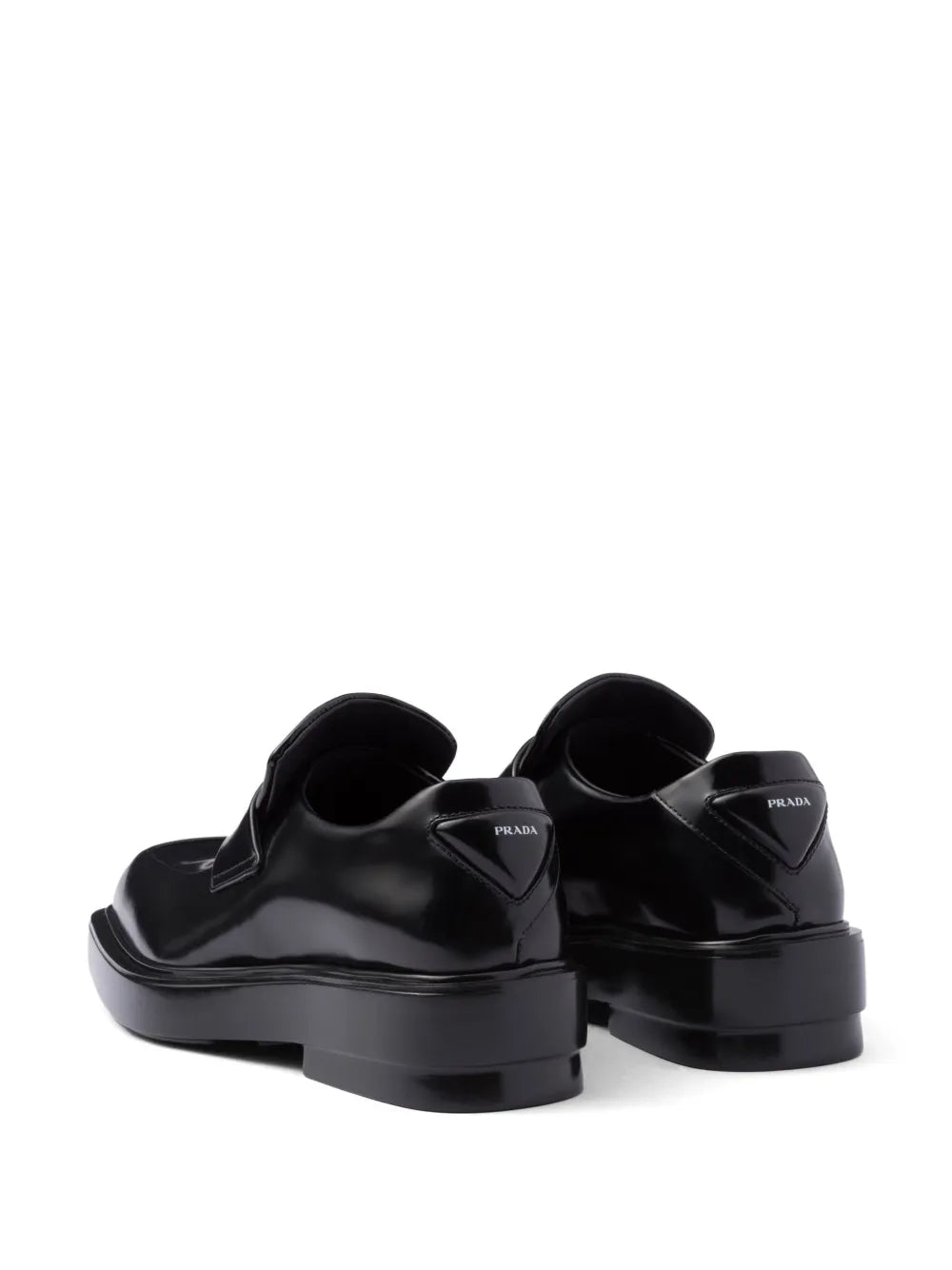 Prada mocassins, brushed leather shoes, luxury footwear, black leather mocassins, designer shoes
