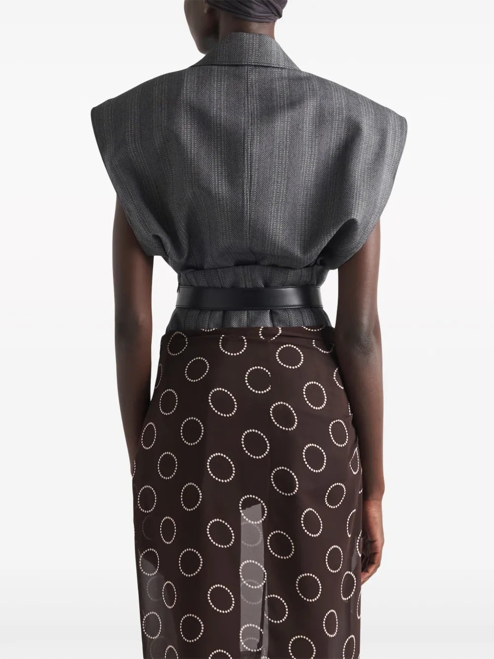 Striped Sleeveless Gray Gilet