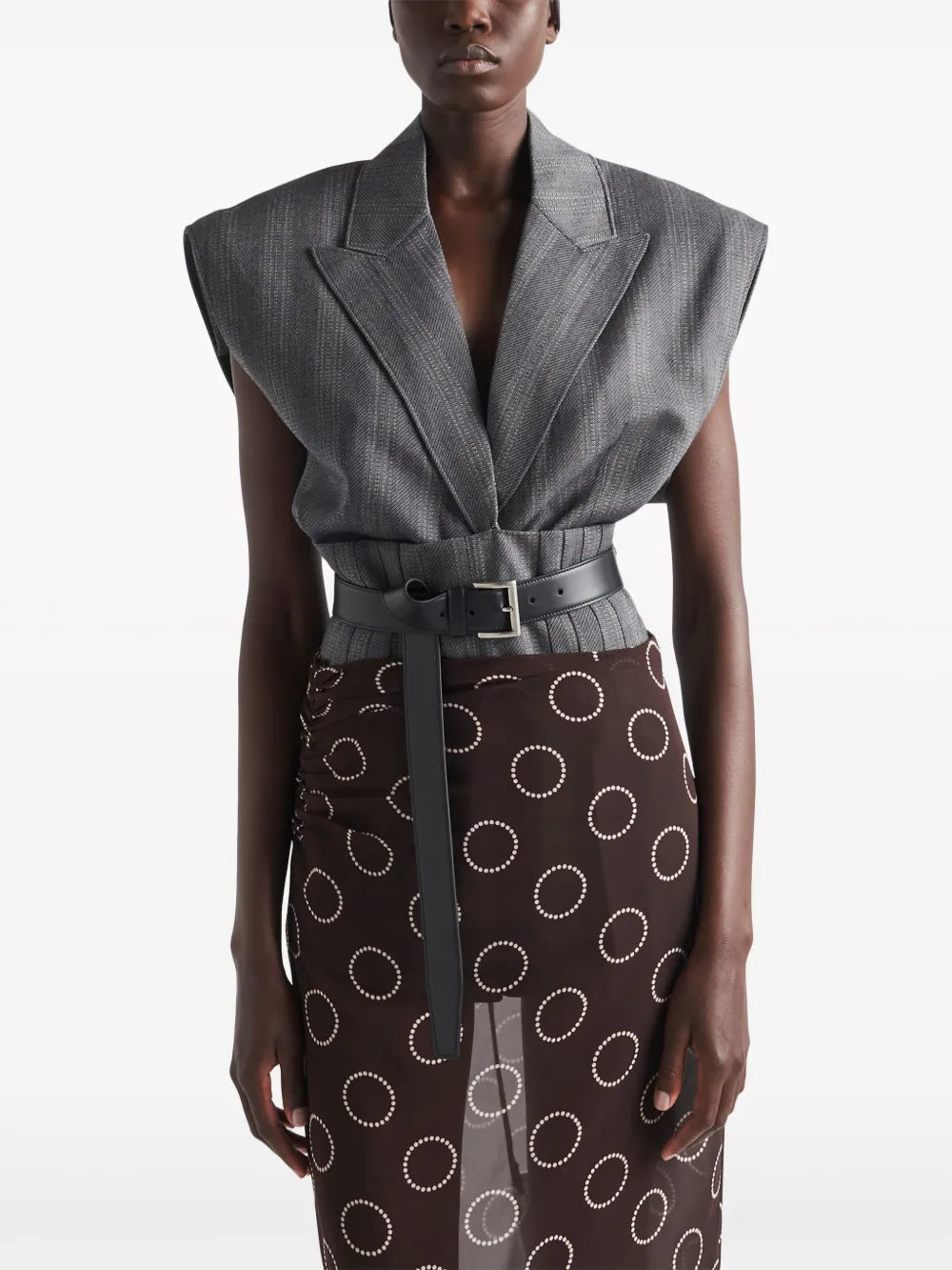 Striped Sleeveless Gray Gilet