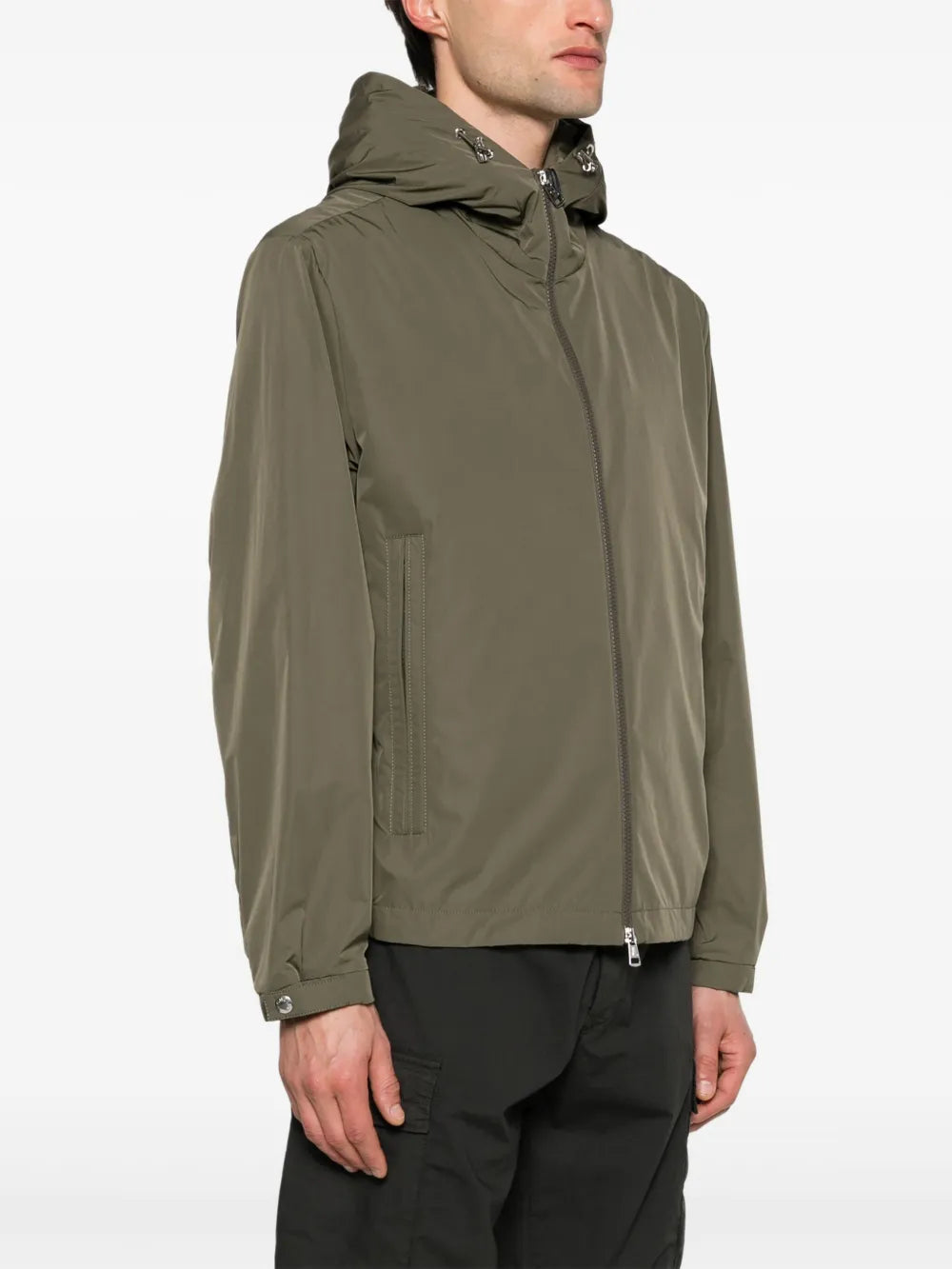 Image of Traversier Jacket Khaki Jacket by Moncler for Men - Season Spring-Summer 2024 - Detail View 1