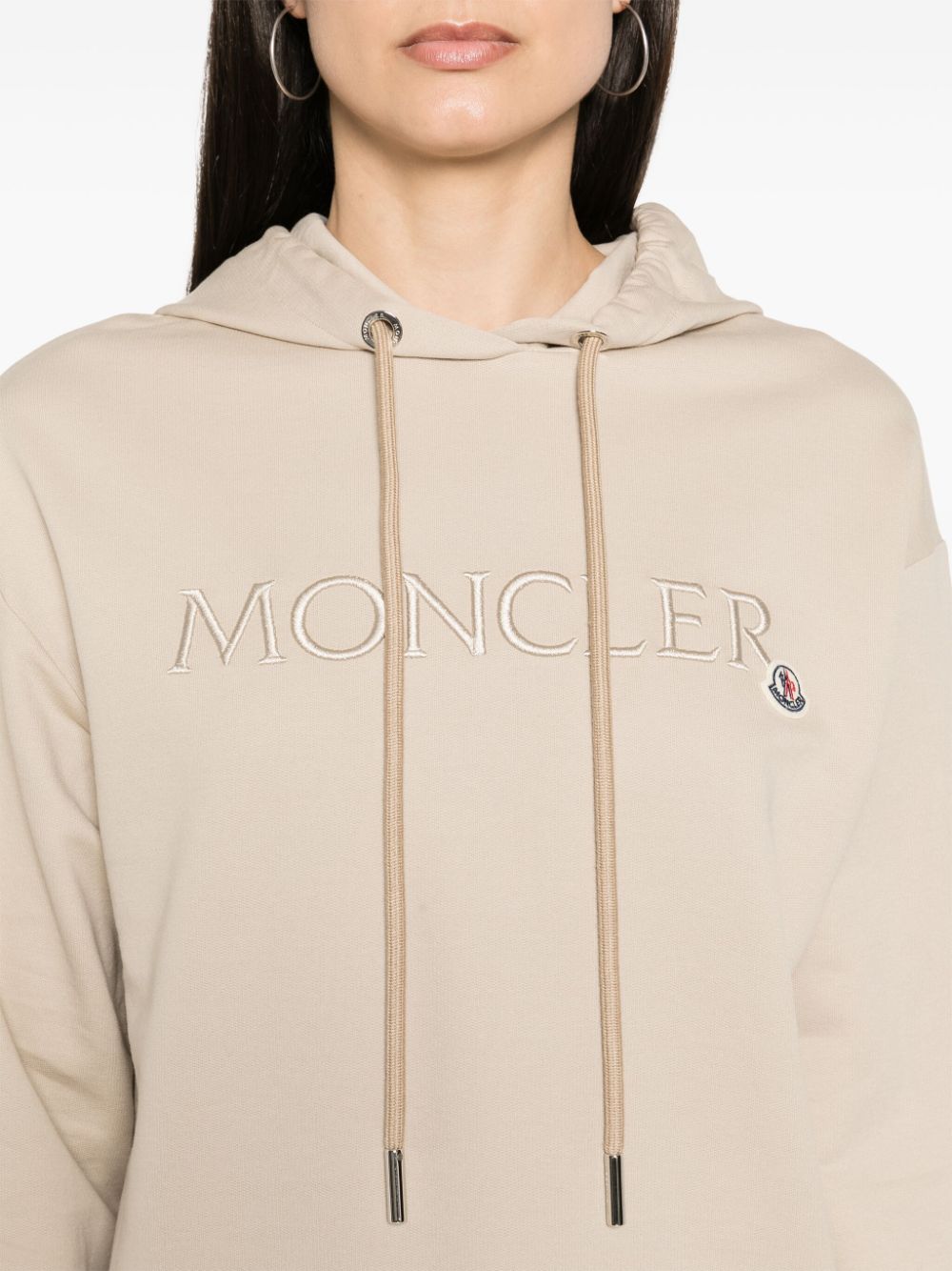 luxury hoodie, Moncler hoodie, beige cotton hoodie, logo hoodie, premium casual wear