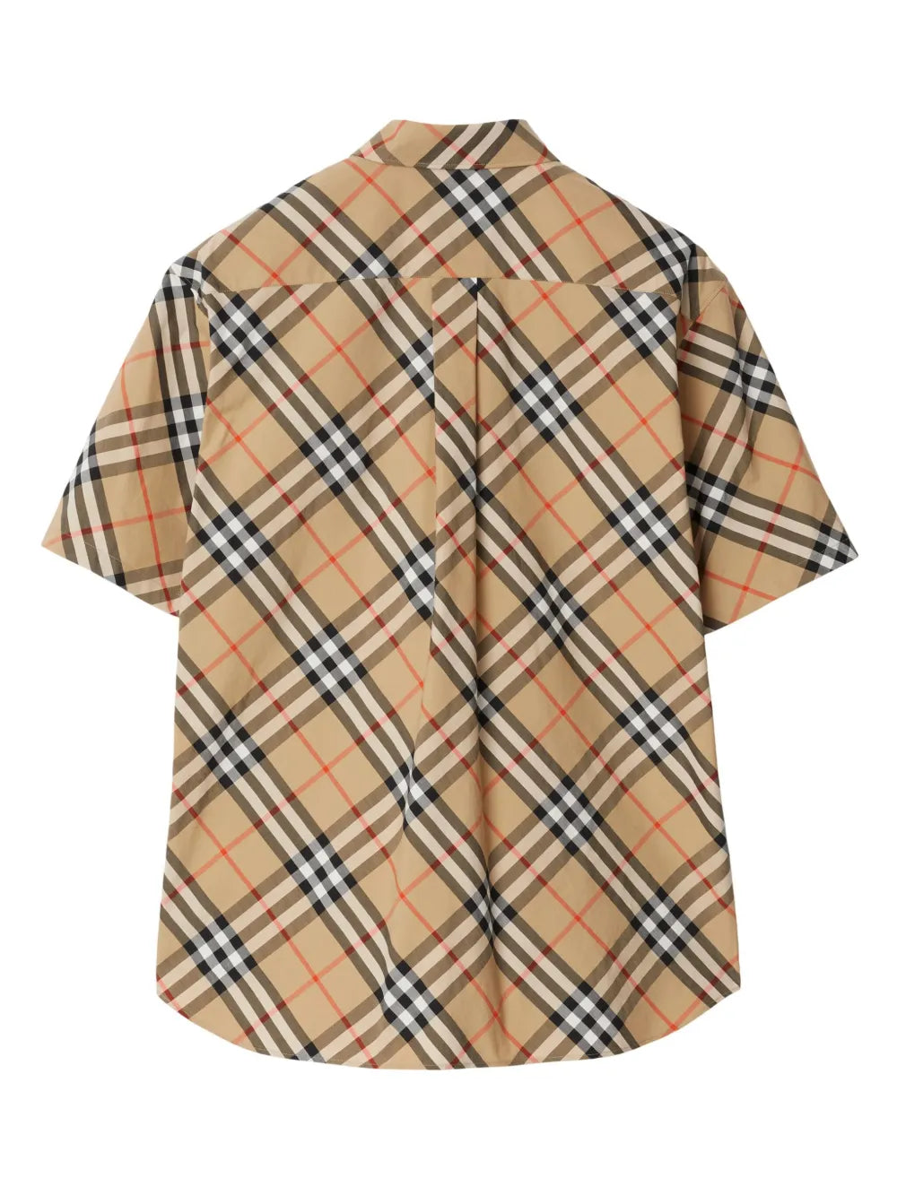 Beige Checkered Short Sleeve Shirt