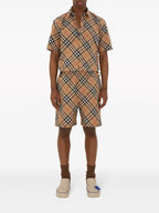 Beige Checkered Short Sleeve Shirt