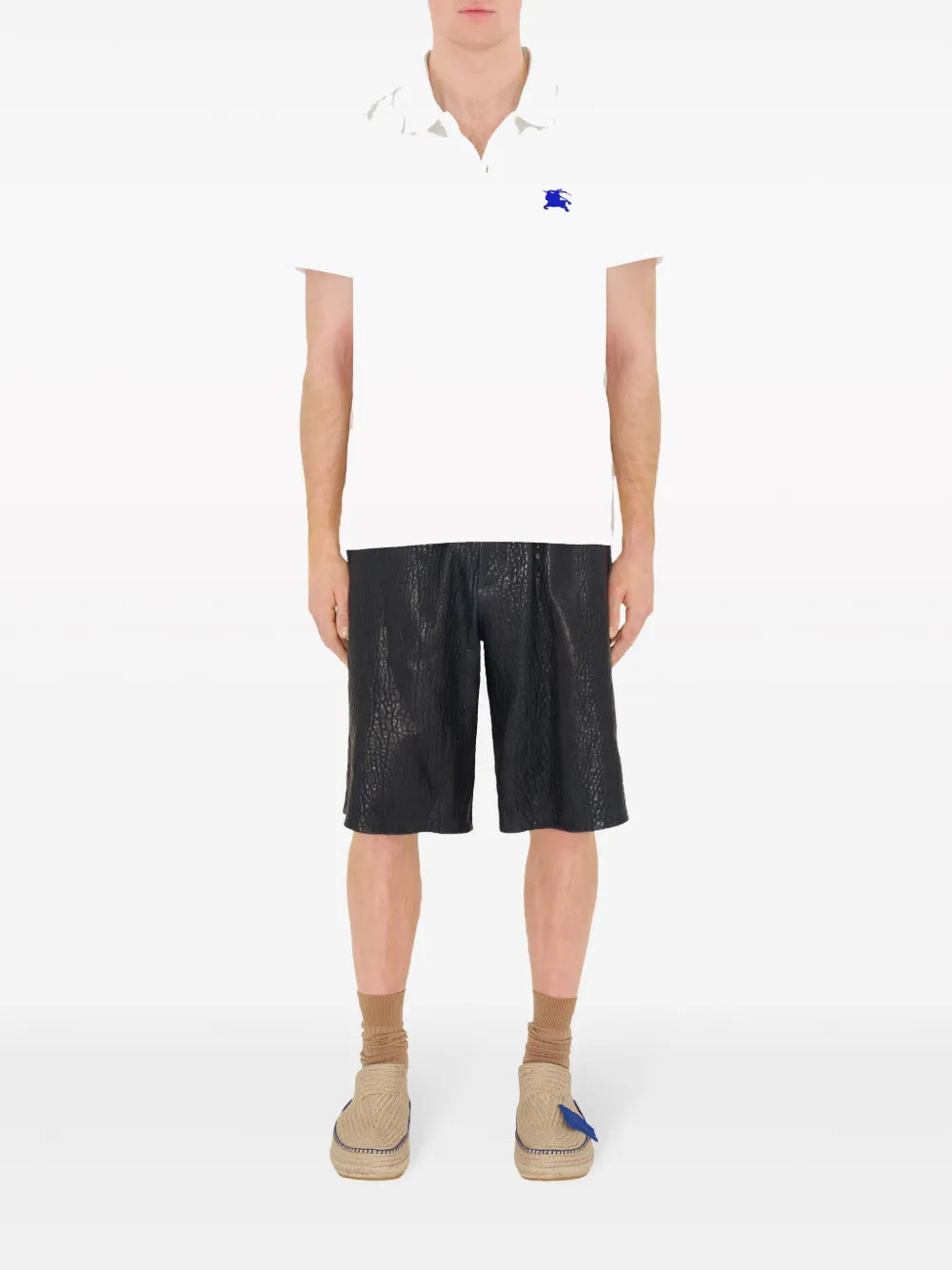 White Polo Shirt with Rider Embroidery