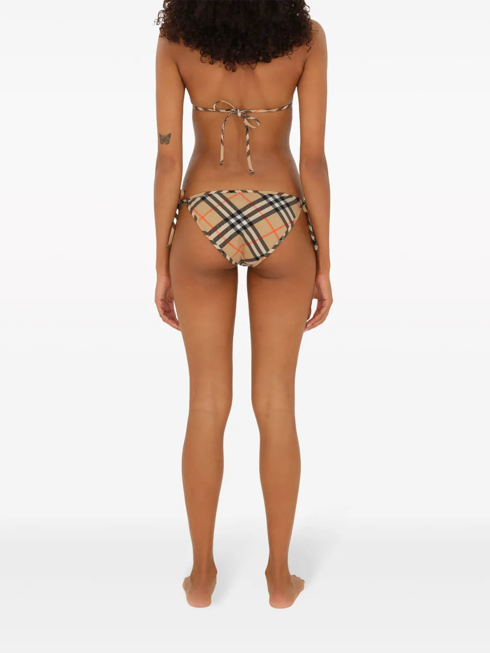 Beige Checked Bikini Bottoms
