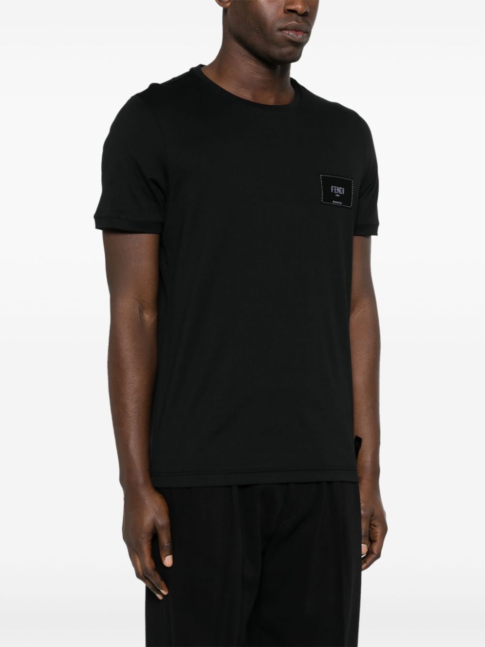 Image of Black Cotton T-shirt by Fendi for Men - Season Spring-Summer 2024 - Detail View 1