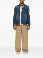 Denim hybrid jacket, Sacai outerwear, luxury men's fashion, high-end jacket, modern denim jacket
