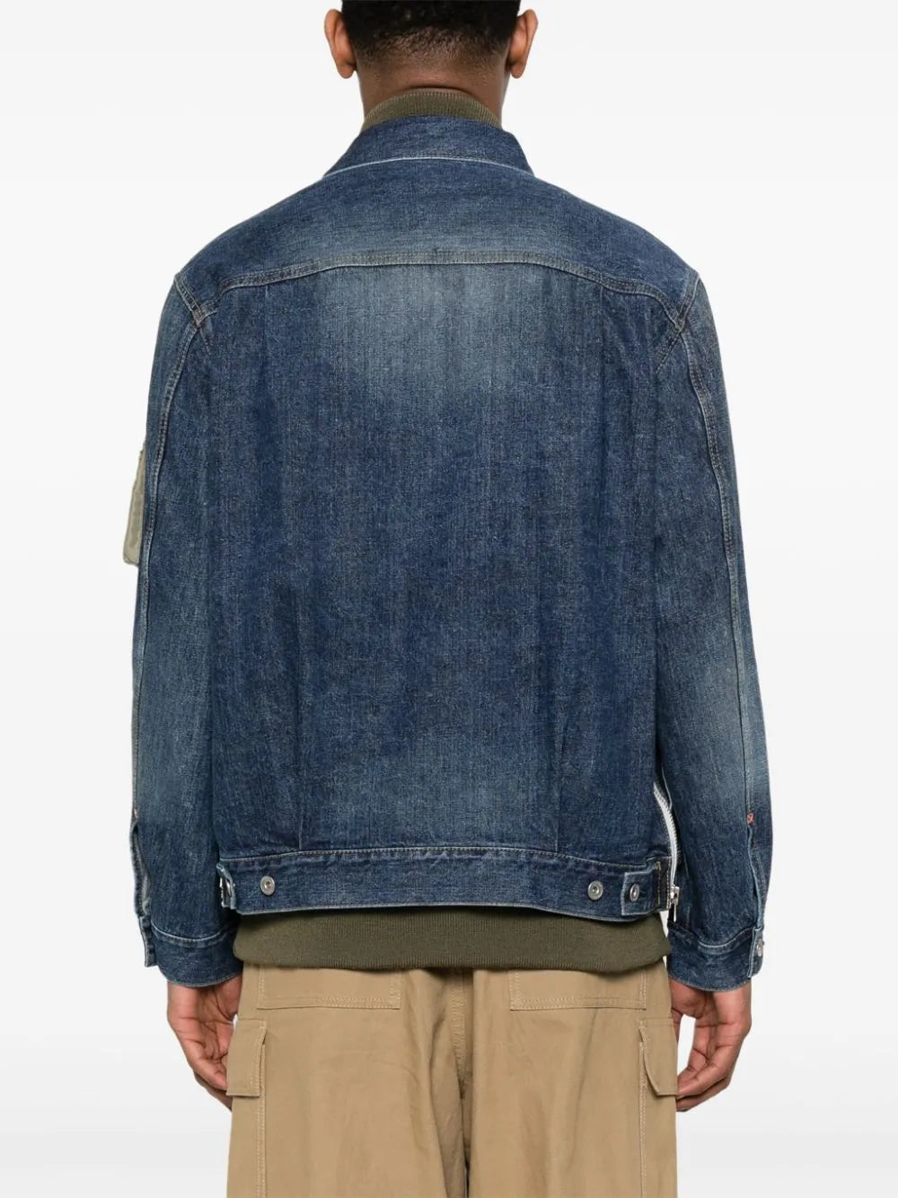 Denim hybrid jacket, Sacai outerwear, luxury men's fashion, high-end jacket, modern denim jacket