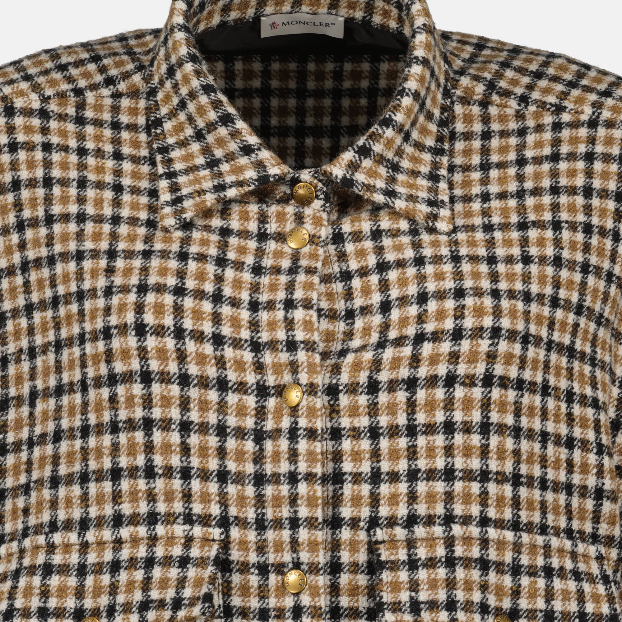 Moncler jacket, plaid shirt jacket, polyamide wool blend, Autumn Winter 2025, stylish outerwear