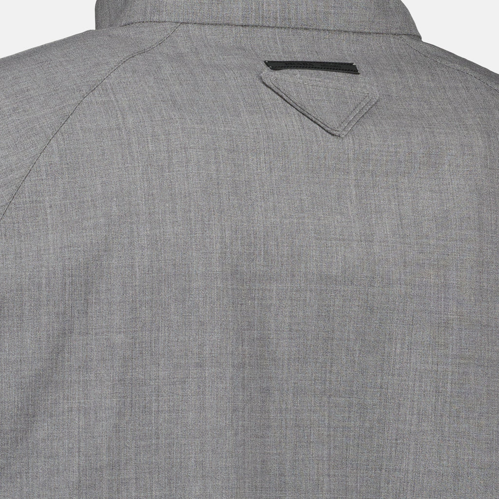 Prada jacket, grey wool jacket, men's outerwear, Autumn-Winter collection, high collar jacket