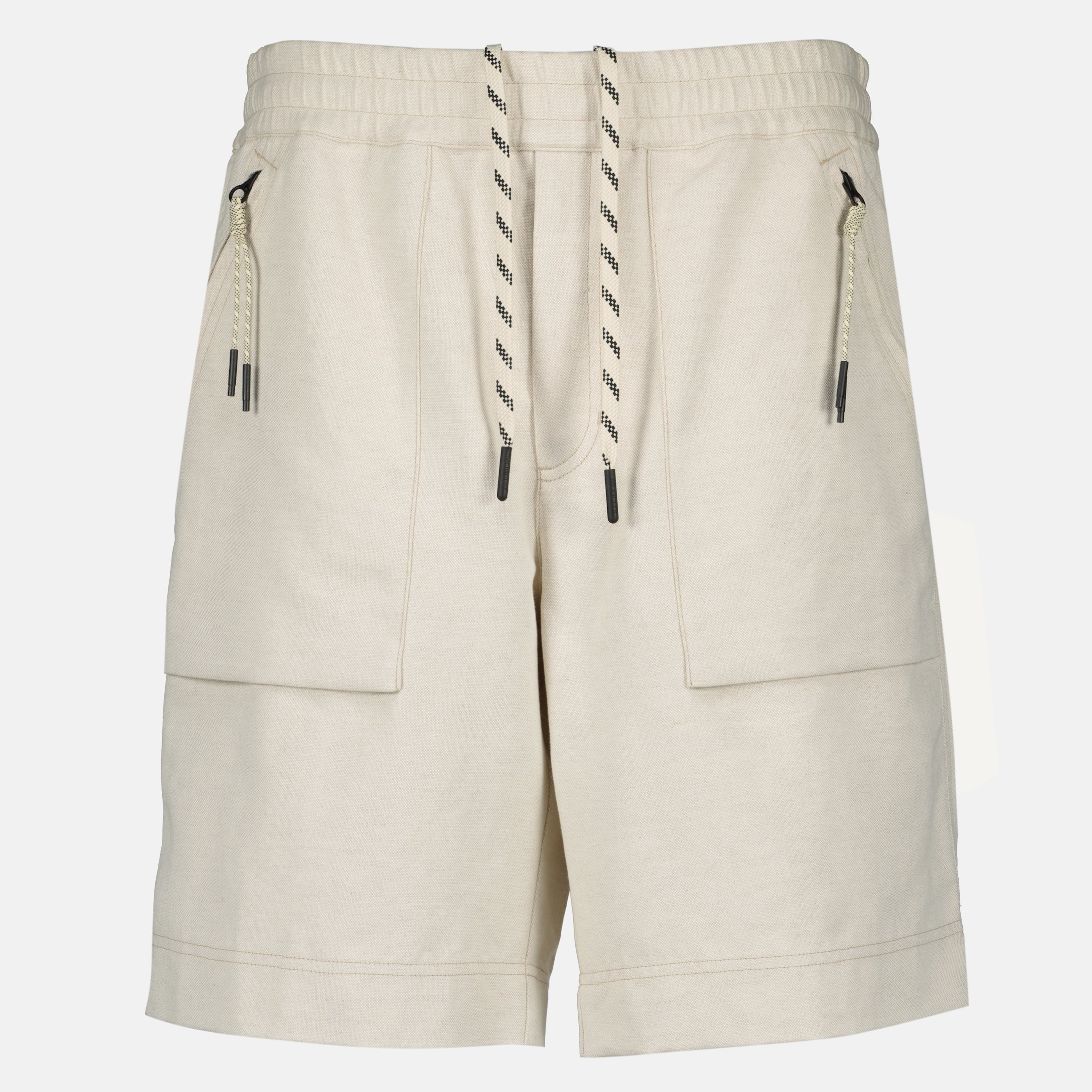 Beige Cotton and Linen Shorts