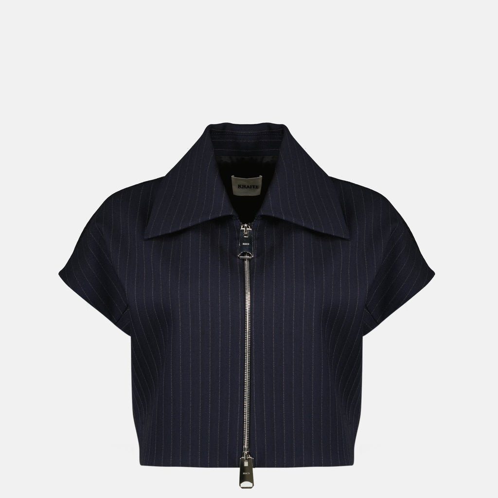 Khaiteの女性向けHaut Court Robin à Rayuresの画像 - 2026年春夏シーズン - 前面ビュー