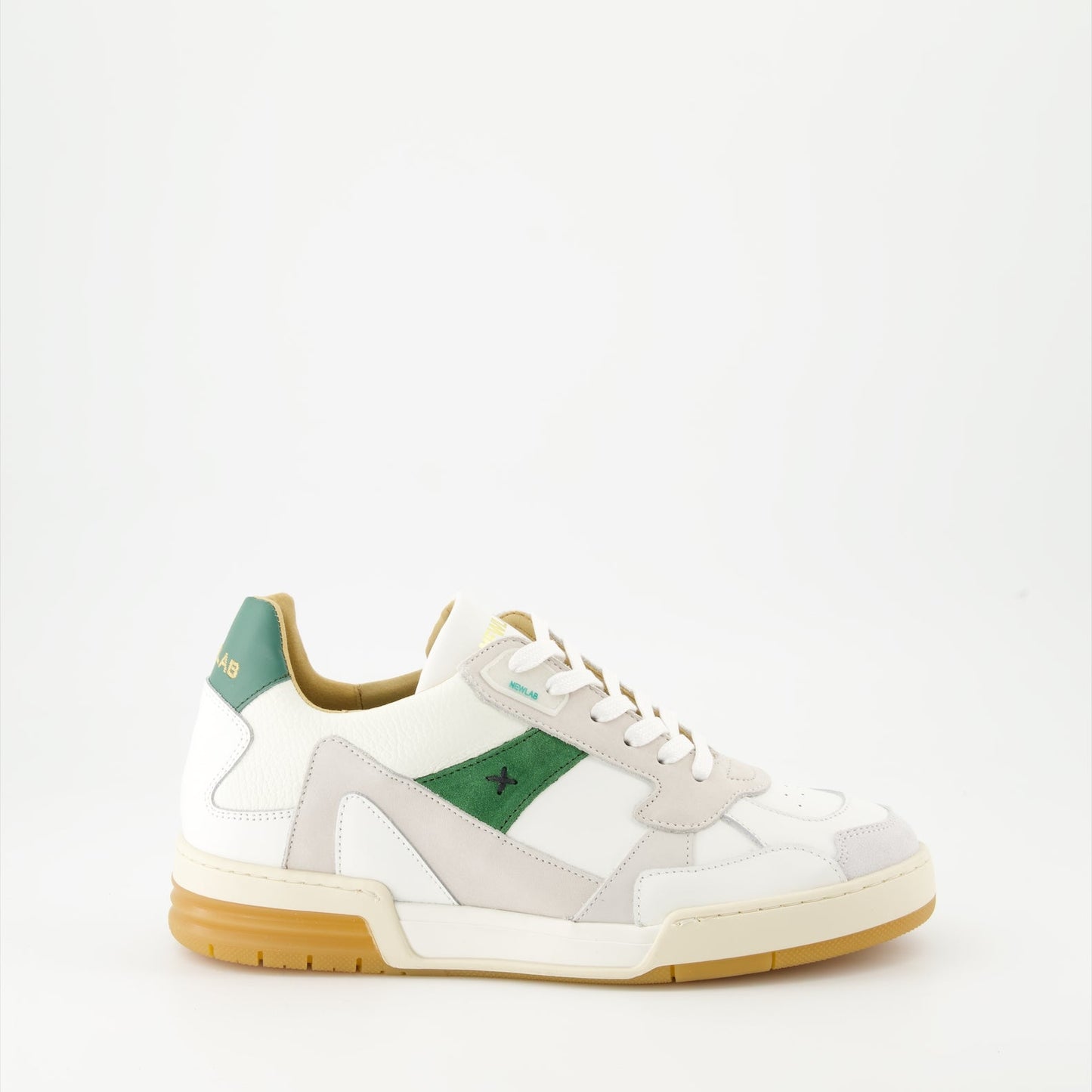 luxury sneakers, leather sneakers, green and white sneakers, New Lab, Spring-Summer collection