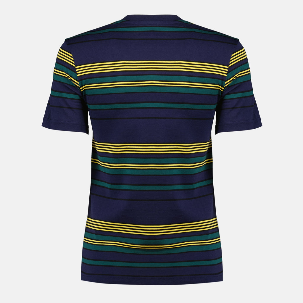 Image de T-shirt en coton rayé par Miu Miu pour femmes - Saison Printemps-Été 2026 - Vue de dos