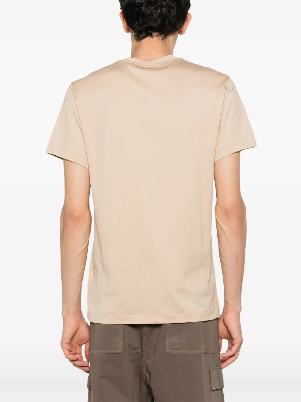Beige T-shirt with Embroidered Logo
