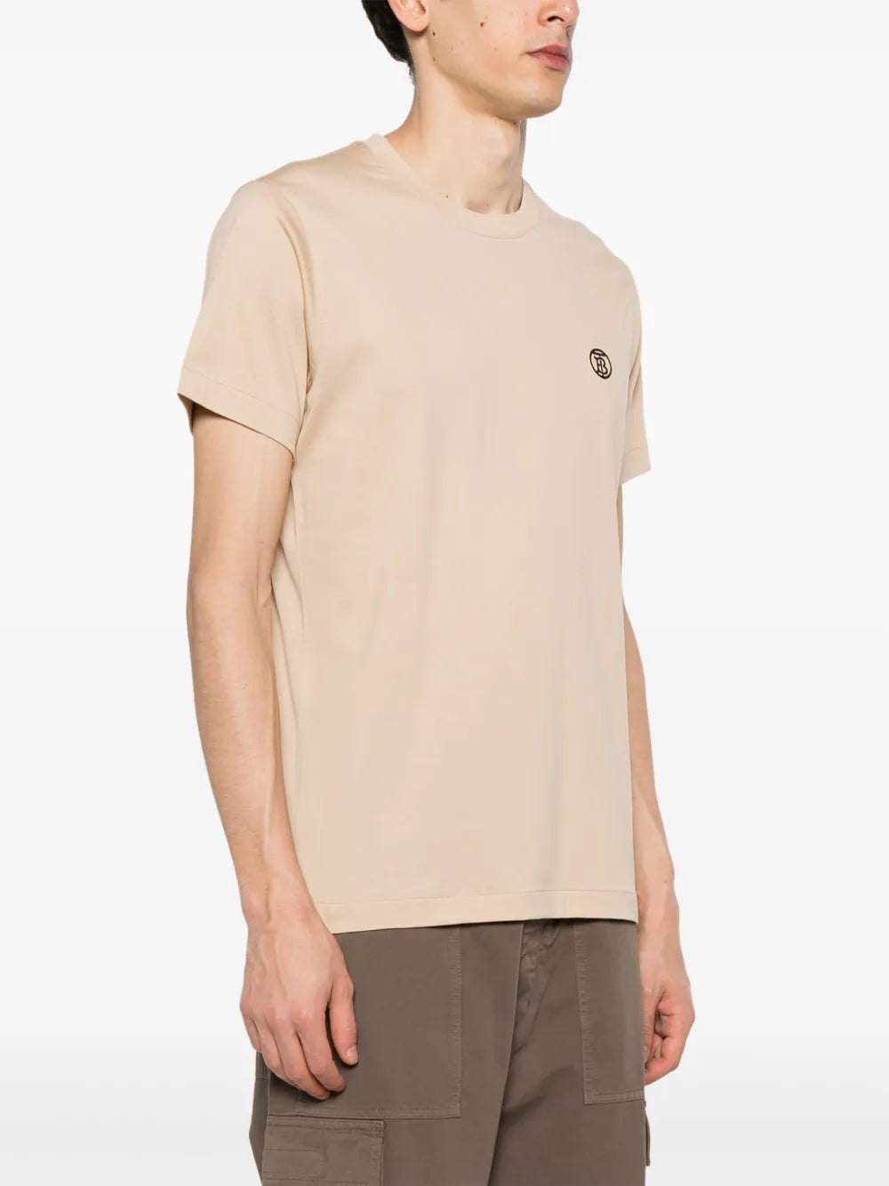 Beige T-shirt with Embroidered Logo