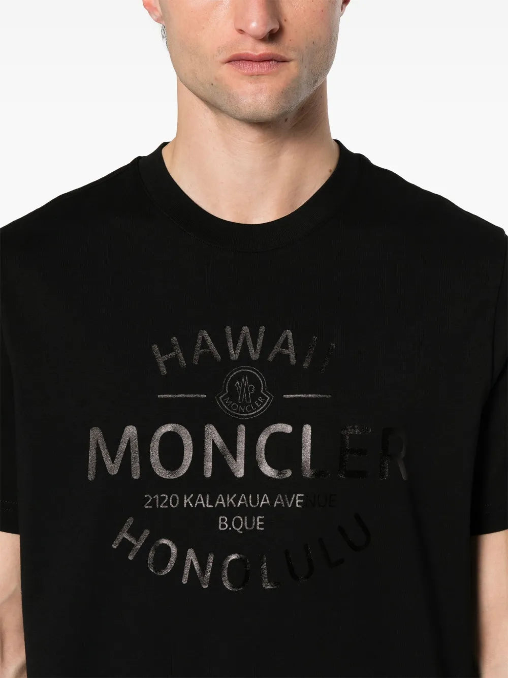 Moncler, Black T-Shirt, Logo Print, Luxury Fashion, Men's Fashion