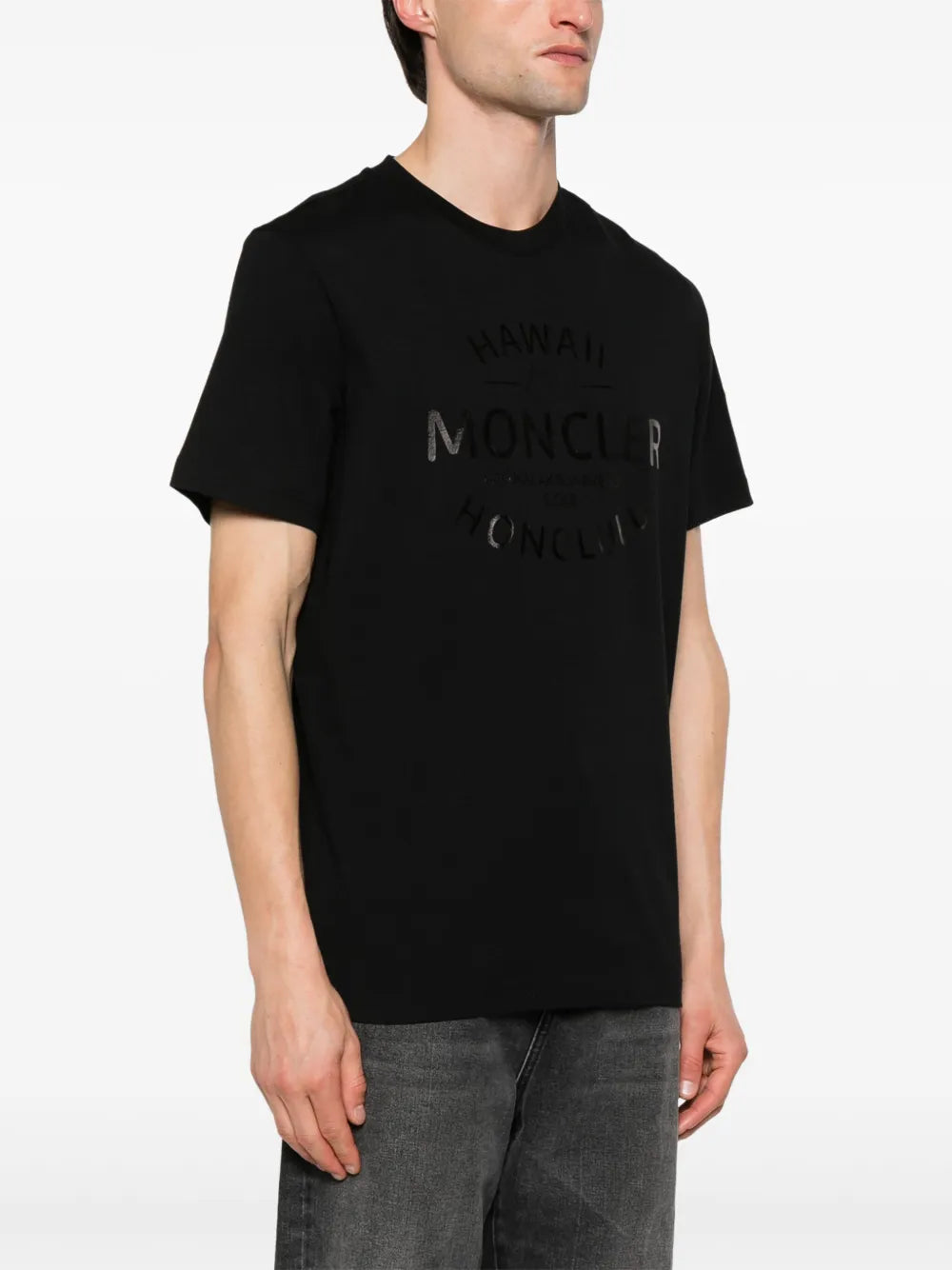 Moncler, Black T-Shirt, Logo Print, Luxury Fashion, Men's Fashion