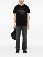 Moncler, Black T-Shirt, Logo Print, Luxury Fashion, Men's Fashion