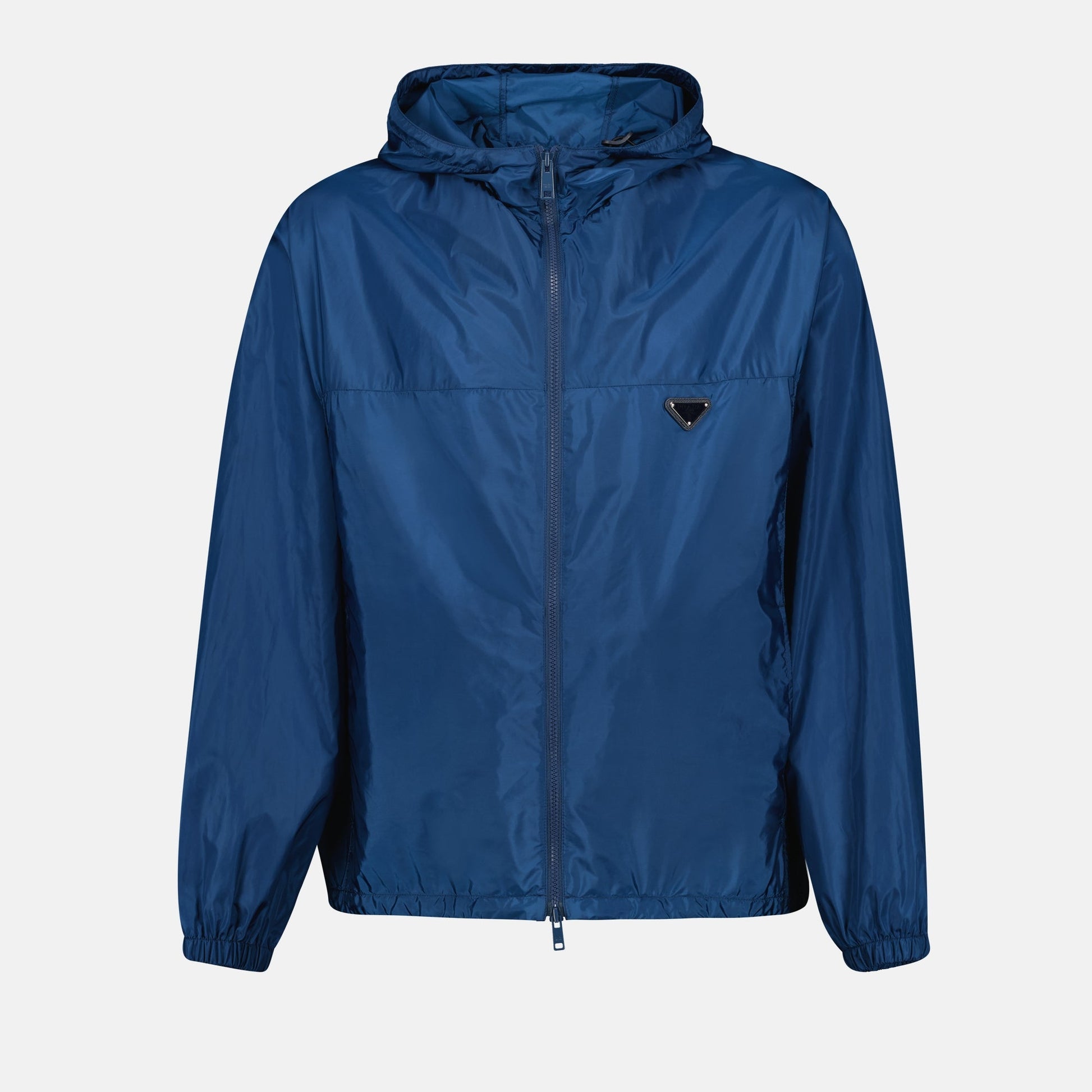 Prada windbreaker, blue Re-Nylon, luxury outerwear, Fall-Winter 2024, water-repellent jacket