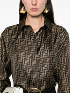 Image of Silk FF Brown Shirt by Fendi for Women - Season Spring-Summer 2025 - Model view 4